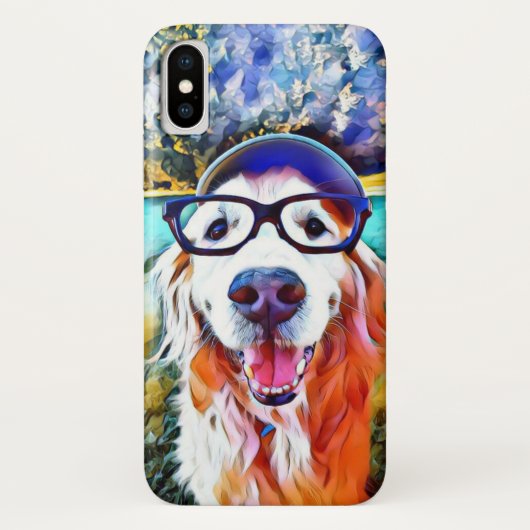 Vibrant Golden Retriever Nerd Glasschilfers Case-Mate iPhone Case (Achterkant)