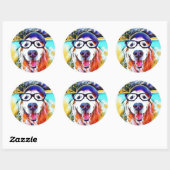 Vibrant Golden Retriever Nerd Glasschilfers Ronde Sticker (Vel)