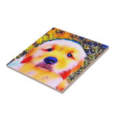 Vibrant Golden Retriever Puppy Psychedelic Art Tegeltje (Zijkant)