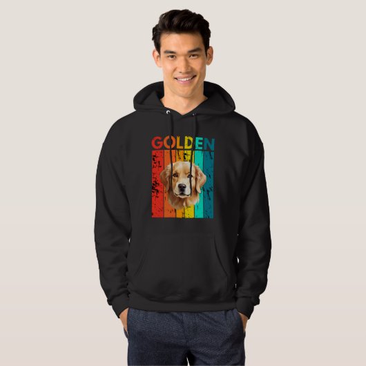 Vibrant Golden Retriever Retro Design Hoodie (Voorkant volledig)