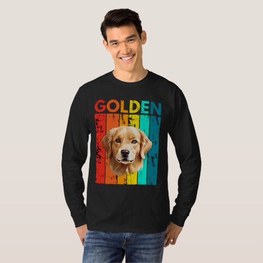 Vibrant Golden Retriever Retro Design T-shirt (Voorkant volledig)
