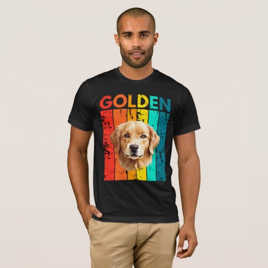 Vibrant Golden Retriever Retro Design T-shirt (Voorkant volledig)