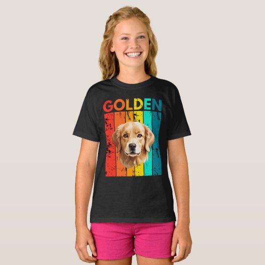 Vibrant Golden Retriever Retro Design T-shirt (Voorkant volledig)