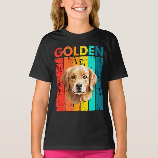 Vibrant Golden Retriever Retro Design T-shirt (Voorkant)