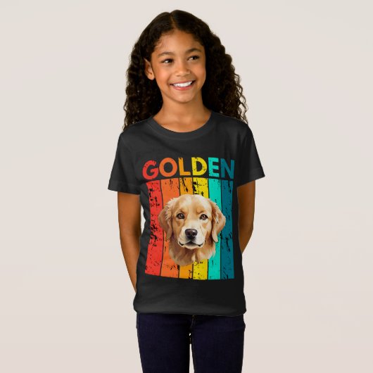 Vibrant Golden Retriever Retro Design T-shirt (Voorkant volledig)