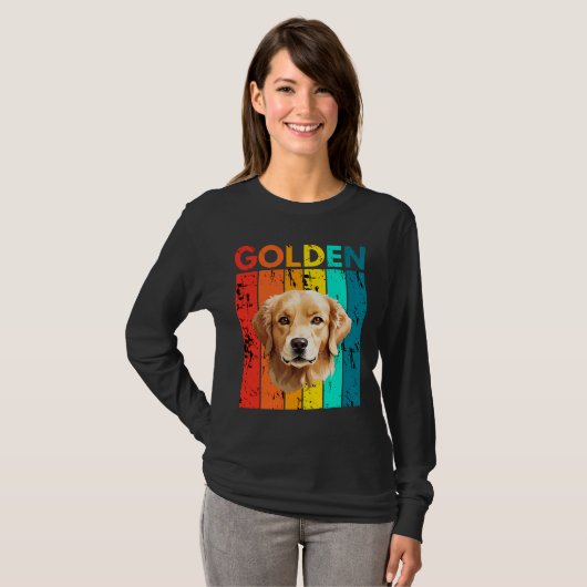 Vibrant Golden Retriever Retro Design T-shirt (Voorkant volledig)