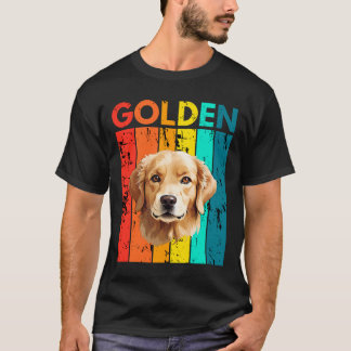 Vibrant Golden Retriever Retro Design T-shirt