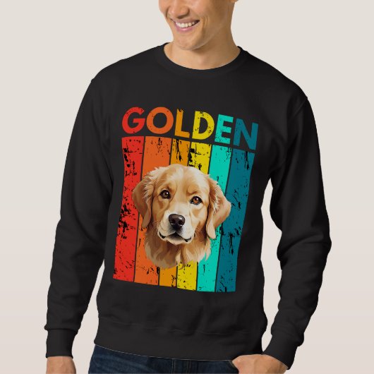 Vibrant Golden Retriever Retro Design Trui (Voorkant)