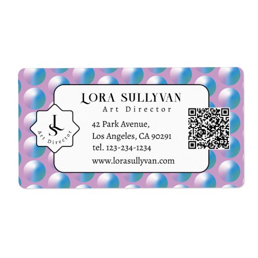 Vibrant gradient circles Geometric Modern Blue. Etiket (Voorkant)