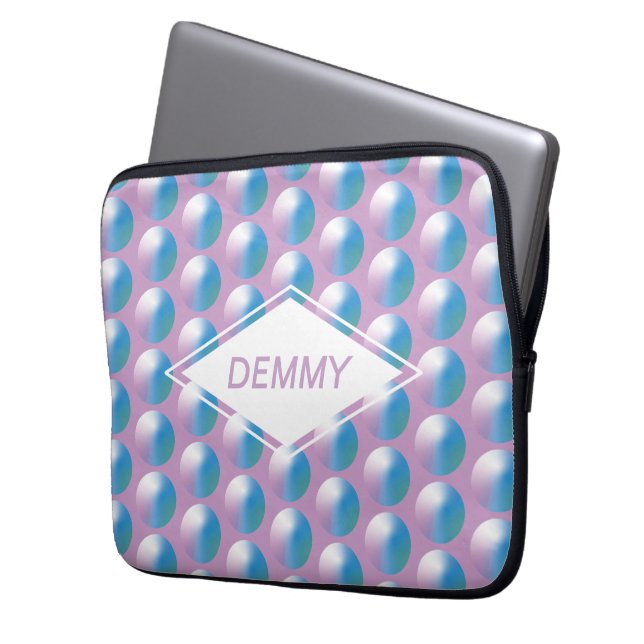 Vibrant gradient circles Geometric Modern Blue. Laptop Sleeve (Voorkant Links)
