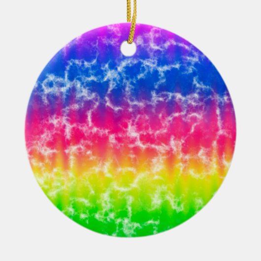 Vibrant gradiënt Tie Dye Kerstannament Keramisch Ornament (Voorkant)