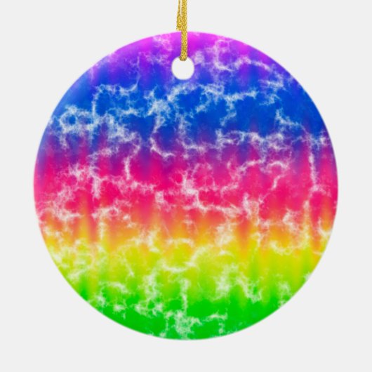 Vibrant gradiënt Tie Dye Kerstannament Keramisch Ornament (Achterkant)