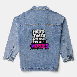 Vibrant Gradient Typographical Create Heroes Denim Jacket
