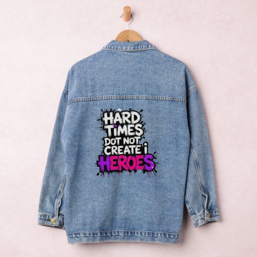 Vibrant Gradient Typographical Create Heroes  Denim Jacket (Hangar)