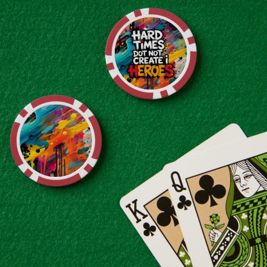 Vibrant Gradient Typographical Create Heroes  Poker Chips (Pokertafel (Dubbel))