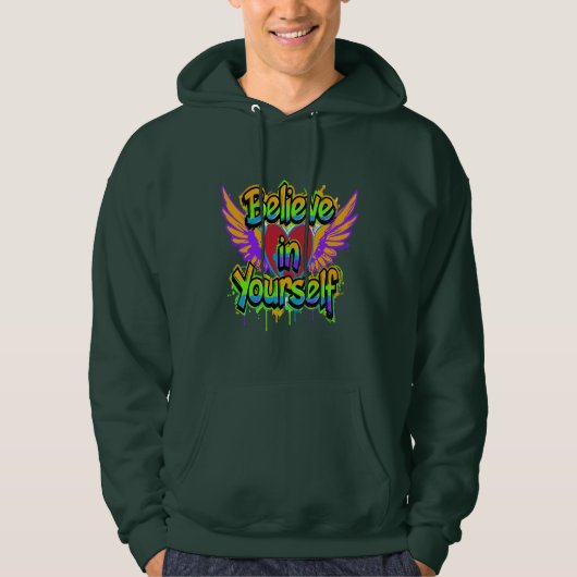 Vibrant Graffiti Believe in Yourself Hoodie -  (Voorkant)