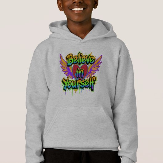 Vibrant Graffiti Believe in Yourself Hoodie  (Voorkant)