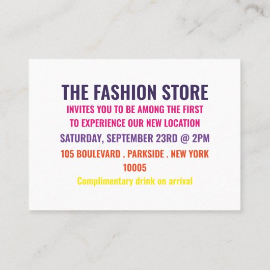 Vibrant Grand Opening Ceremonnee-kaart Visitekaartje (Achterkant)