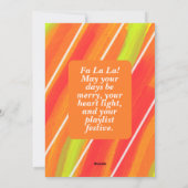 Vibrant Green and Orange Festive Fa La La Feestdagenkaart (Achterkant)