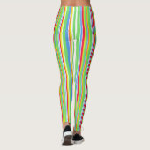 Vibrant Green Blue Red Yellow Striped Leggings (Achterkant)