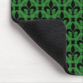 Vibrant Green Fancy Fleur de lis Mousepad Muismat (Hoek)