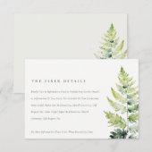 Vibrant Green Fern Foliage Weddenschap Detail Informatiekaartje (Voorkant / Achterkant)