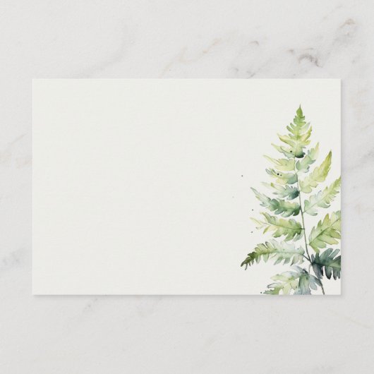 Vibrant Green Fern Foliage Weddenschap Detail Informatiekaartje (Achterkant)