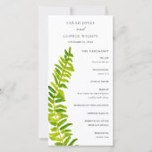 Vibrant Green Fern Foliage Wedding Program Kaart (Voorkant)