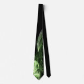 Vibrant Green Fractal Flame Art Black Tie Stropdas (Voorkant)