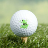 Vibrant Green Frog Illustration "GO" Custom Golfballen (Insitu Shirt)