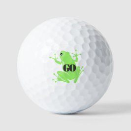 Vibrant Green Frog Illustration "GO" Custom Golfballen