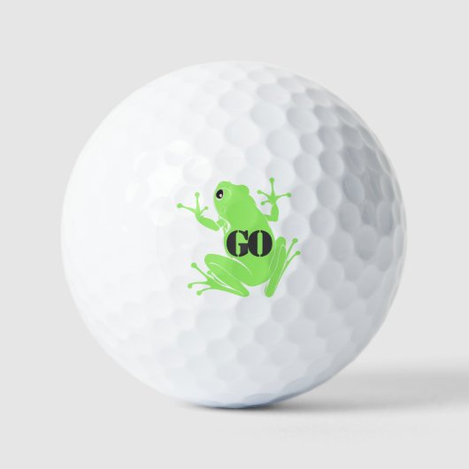 Vibrant Green Frog Illustration "GO" Custom Golfballen (Voorkant)