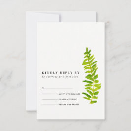VIBRANT GREEN GOLD WATERVERF FERN FOLIAGE RSVP