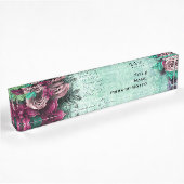 Vibrant Green & Paarse Rozen 3D script Naambordje