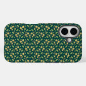 Vibrant Green Pattern with Yellow Flowers & Leaves Case-Mate iPhone Case (Achterkant (horizontaal))