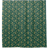 Vibrant Green Pattern with Yellow Flowers & Leaves Douchegordijn (Voorkant)