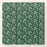 Vibrant Green Pattern with Yellow Flowers & Leaves Glazen Onderzetter<br><div class="desc">Seamless green pattern with yellow flowers and leaves,  evoking a fresh and vibrant nature theme. The design feels symmetrical and lively.</div>