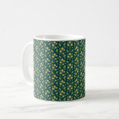 Vibrant Green Pattern with Yellow Flowers & Leaves Koffiemok (Voorkant links)