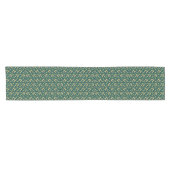 Vibrant Green Pattern with Yellow Flowers & Leaves Korte Tafelloper (Horizontaal)