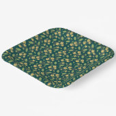Vibrant Green Pattern with Yellow Flowers & Leaves Papieren Bordje (Gebogen)