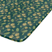 Vibrant Green Pattern with Yellow Flowers & Leaves Snijplank (Hoek)
