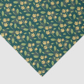 Vibrant Green Pattern with Yellow Flowers & Leaves Tissuepapier (Detail)