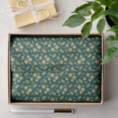 Vibrant Green Pattern with Yellow Flowers & Leaves Tissuepapier (Geschenk)