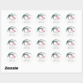 VIBRANT GREEN PINK EUCALYPTUS FAUNAE BUNCH WEDING RONDE STICKER (Vel)