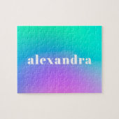 Vibrant Green Purple Abstract Gradient Name Legpuzzel (Horizontaal)