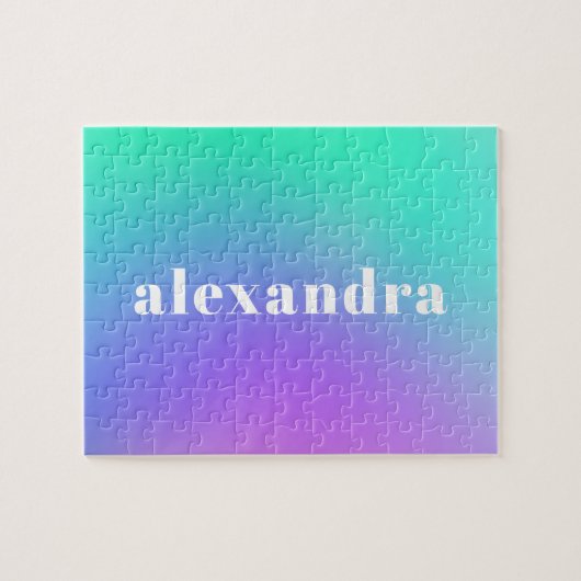 Vibrant Green Purple Abstract Gradient Name Legpuzzel (Horizontaal)