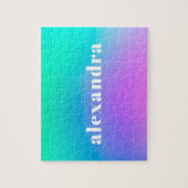 Vibrant Green Purple Abstract Gradient Name Legpuzzel (Verticaal)