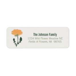 Vibrant Green Sinaasappel Dandelion Flower Motif Etiket