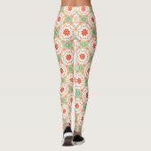 Vibrant Green & Terracotta Floral Diamond Pattern Leggings (Achterkant)