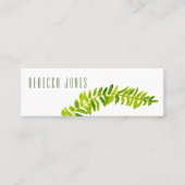 VIBRANT GREEN WATERVERF FERN FOLIAGE ADRES MINI VISITEKAARTJE (Voorkant)